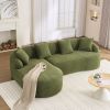 Compression Sponge L-Shape Sectional Sofa with Curved Chaise, Green Modular Chenille Couch No Assembly Required