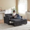 58.27 Inch Upholstery Sofa Bed - Modern Chenille Fabric Loveseat with Adjustable Back - Classic Pull-Out Sofa Bed - Cozy for Living Room or Bedroom -