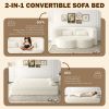 Modern Floor Sofa with 2 Pillows,Convertible Corduroy Fabric Foam-Filled Sleeper Sofa Bed,15" Twin Size Folding Mattress for Living Room,Guest Bed