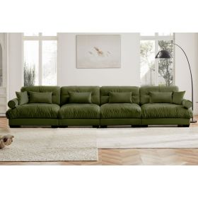 Super Comfort Oversized Modular Velvet Sectional Sofa Couch with Movable Ottoman,Corner Sectional with Bolstered Armrests, Deep Seat Cloud Couch