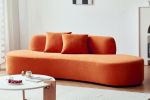 90" Curved Sofa with Throw Pillows, 4 Seater Luxury Velvet Couch with Half Moon Design and High-Density Foam, Ideal for Modern Living Room