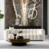 Eden Modern Tufted Chesterfield Boucle Fabric Sofa in Cream, Luxurious and Comfortable Living Room Furniture 33"H x 86.6"W x 37.4"D for Living Room