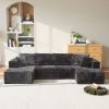 U-shaped Modular Compression Sofa ModernMinimalist Corduroy Design No AssemblyRequired Comfortable for Living Rooms andBedrooms-gray