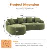 Compression Sponge L-Shape Sectional Sofa with Curved Chaise, Green Modular Chenille Couch No Assembly Required