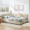 Full Size Upholstered Tufted Bed Frame, Sofa Bed Frame with Comfortable Backrest and Armrests, Full Size Bed for Bedroom, Living Room