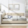 Full Size Upholstered Tufted Bed Frame, Sofa Bed Frame with Comfortable Backrest and Armrests, Full Size Bed for Bedroom, Living Room