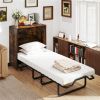 Murphy Bed 86.5" x 34" x 41.5" with 4 Rolling Lockable Wheels, Foldable Wall Bed Cabinet with 4 Inch Foam Mattress