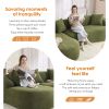 Compression Sponge L-Shape Sectional Sofa with Curved Chaise, Green Modular Chenille Couch No Assembly Required