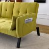 70-inch multi-functional cotton and linen sofa bed: foldable + cup holder + side storage, instantly switch between living room and bedroom
