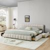 King Size Upholstered Bed ,comfortable upholstered bed frame, Chenille fabric