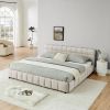 King Size Upholstered Bed ,comfortable upholstered bed frame, Chenille fabric