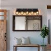 31" Industrial Vintage 5-Light Wall Sconce - Black Cage Wall Lighting Fixture with Wooden Accents for Bathroom, Hallway