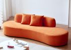 90" Curved Sofa with Throw Pillows, 4 Seater Luxury Velvet Couch with Half Moon Design and High-Density Foam, Ideal for Modern Living Room