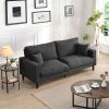 74" High Resilience three seater Sofa, Wooden Frame 3 Seat Sofa, Comfy , Modern Upholstered Sofa, Living Room Bedroom Apartment , Dark gray