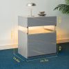 LED Nightstands 3 Drawer Dresser for Bedroom End Table with Acrylic Board LED Bedside Tables for Bedroom Living Room Bedside Furniture (Grey+Gold)