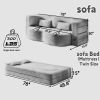 Modern Floor Sofa with 2 Pillows,Convertible Corduroy Fabric Foam-Filled Sleeper Sofa Bed,15" Twin Size Folding Mattress for Living Room,Guest Bed
