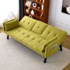 70-inch multi-functional cotton and linen sofa bed: foldable + cup holder + side storage, instantly switch between living room and bedroom