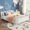 Full Size Wood Platform Bed for Kids, Wood Low Profile Full Bed with Rails for Girls and Boys, White (Patented Design, Old SKU W2593P233767)