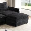 Corduroy Fabric 4-Seater Comfy Cloud Couch with 2 Movable Footrest for Living Room,Oversized Deep Seat U-Shaped Couch Set