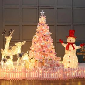 4FT Artificial Christmas Tree, Xmas Pine Tree With Metal Xmas Tree Stand,Pink Christmas Tree For Holiday, Home, Office, Party Decoration (Option: Pink)