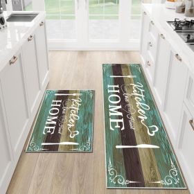 Boho Kitchen Rug Sets  2 Piece Washable Non-Slip Mats Teal 20x32 20x48 In (Option: 2 PCS)