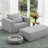 Compressed Lounge Chair with Ottoman, Oversized Corduroy Sofa, Vacuum Packed for Easy Shipping, No Assembly Required