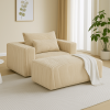 Compressed Lounge Chair with Ottoman, Oversized Corduroy Sofa, Vacuum Packed for Easy Shipping, No Assembly Required