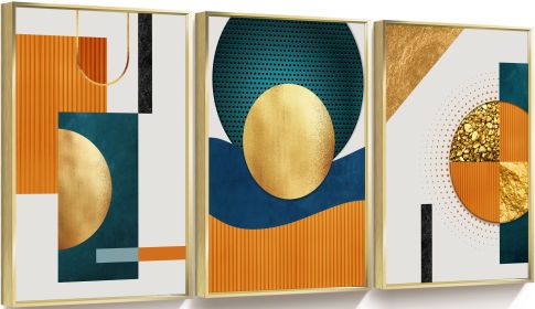 Framed Canvas Wall ArtOil Paintings Impressionism Aesthetic Prints Canvas Paintings for Living Room Bedroom Office Home; 3 Panels (gold: 12*16)