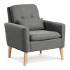 Comfy Modern Accent Chair with Lumbar Pillow and Natural Rubber Wood Legs