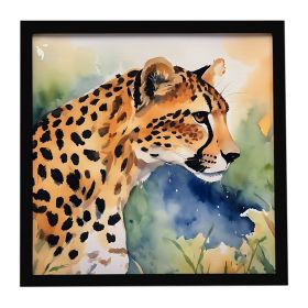 Cheetah Framed Metal Print Bathroom, Kitchen, Office, Home Decor Wall Art Ready to Hang, Square, 8X8 (Default: Default)