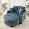 Sofa with Sleep Function, Small Sofa, Chaise Longue, 2-in-1 Sofa Bed Storage Stool & 4 Cushions, for Small Living Room