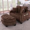 Sofa with Sleep Function, Small Sofa, Chaise Longue, 2-in-1 Sofa Bed Storage Stool & 4 Cushions, for Small Living Room