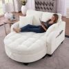 Sofa with Sleep Function, Small Sofa, Chaise Longue, 2-in-1 Sofa Bed Storage Stool & 4 Cushions, for Small Living Room