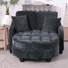 Sofa with Sleep Function, Small Sofa, Chaise Longue, 2-in-1 Sofa Bed Storage Stool & 4 Cushions, for Small Living Room