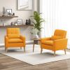Comfy Modern Accent Chair with Lumbar Pillow and Natural Rubber Wood Legs