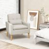 Comfy Modern Accent Chair with Lumbar Pillow and Natural Rubber Wood Legs