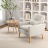 Comfy Modern Accent Chair with Lumbar Pillow and Natural Rubber Wood Legs