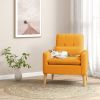 Comfy Modern Accent Chair with Lumbar Pillow and Natural Rubber Wood Legs