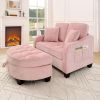 Sofa with Sleep Function, Small Sofa, Chaise Longue, 2-in-1 Sofa Bed Storage Stool & 4 Cushions, for Small Living Room