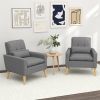 Comfy Modern Accent Chair with Lumbar Pillow and Natural Rubber Wood Legs